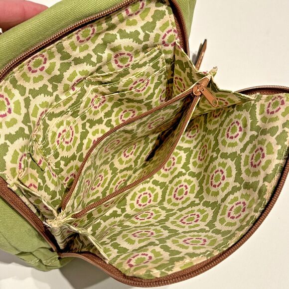 Vintage Fossil Boho Festival Crossbody Canvas Bag Purse Green Brown 10x10x3 (P3) - Picture 10 of 15